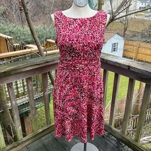 Dressbarn Pink White Geometric Print Sleeveless Dress Women’s Size 16